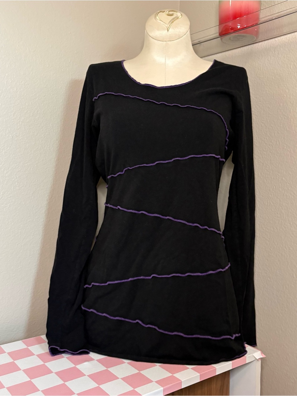 Organic Bamboo Black Purple Trim asymmetric cyber dark academia medium women’s